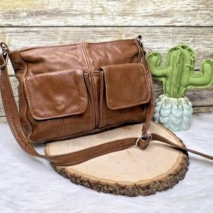 Vintage Artisan Brown Genuine Leather Shoulder Bag Purse Made in Mexico